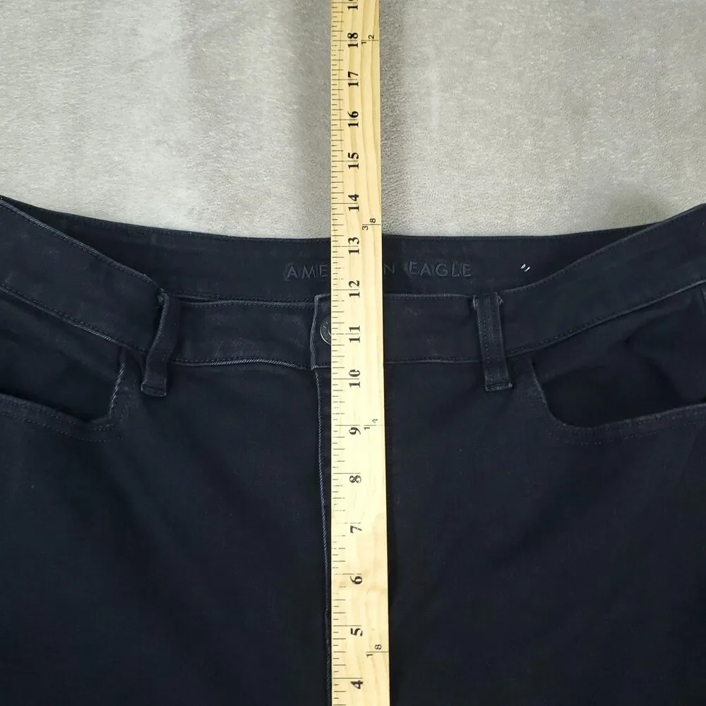 American Eagle Jeans Womens 16 Black High Rise The Dream Jean Skinny Stretch - Picture 10 of 14